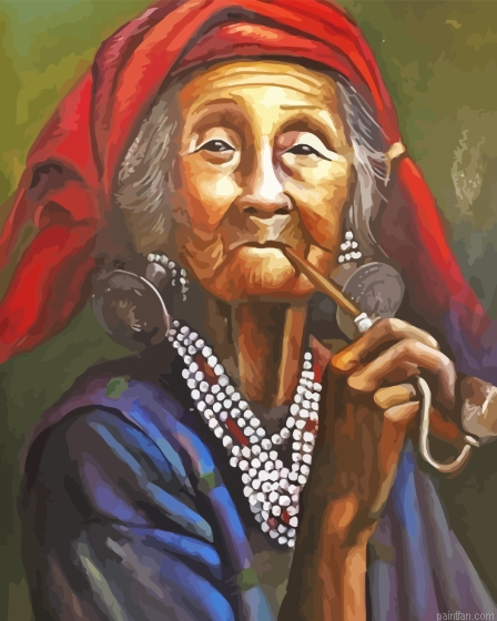 Woman Smoking Pipe Art Paint By Numbers.png