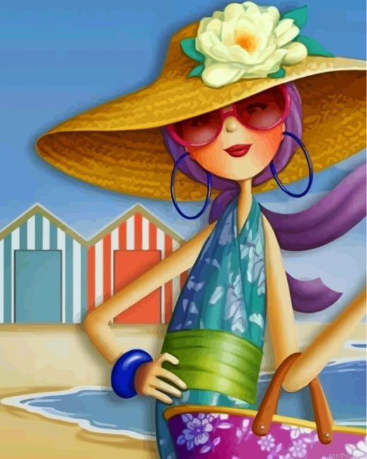 Woman Wearing A Sunhat Paint By Number.png