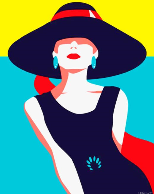 Woman Wearing A Big Sunhat Illustrations Paint By Numbers.png