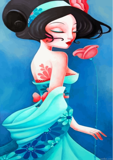 Woman Wearing Blue Paint By Number.png