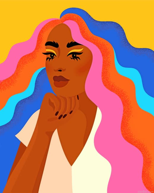 Woman With Colorful Hair Illustrations Paint By Numbers.png