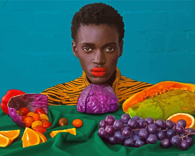 Woman With Fruits Paint By Numbers.png