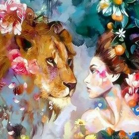 Woman With Lion Paint By Numbers.png