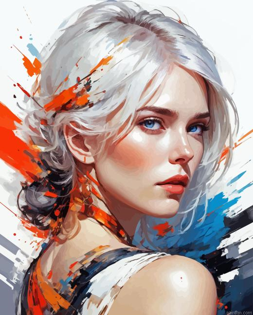 Woman With White Hair Paint By Numbers.png