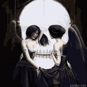 Woman With White Skull Paint By Numbers.png