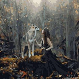 Woman With Wolf Paint By Numbers.png