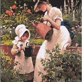Woman And Girl In The Garden Paint By Numbers.png
