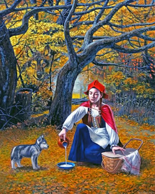 Woman Feeding A Wolf Paint By Number.png