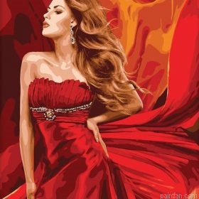 Woman In Red Gown Paint By Numbers.png