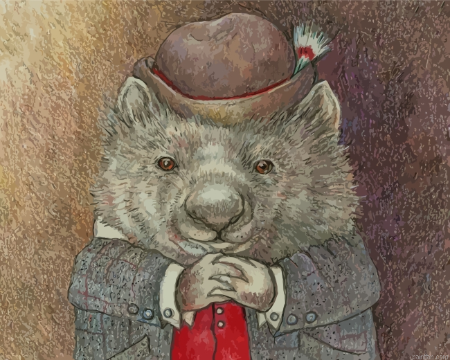 Wombat In Hat Paint By Number.png