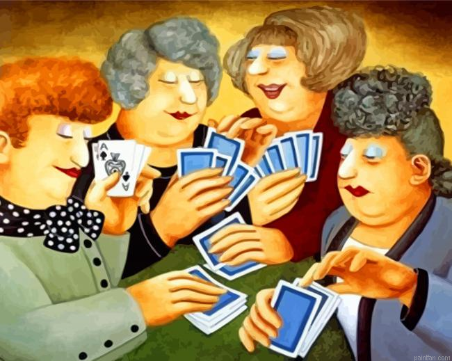 Women Playing Cards Paint By Number.png