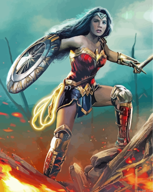 Wonder Woman With Shield Paint By Number.png