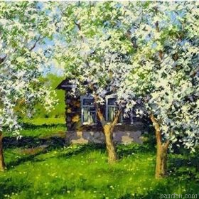 Wood House And Trees Paint By Numbers.png