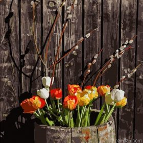 Wooden Barrel Flowers Paint By Numbers.png