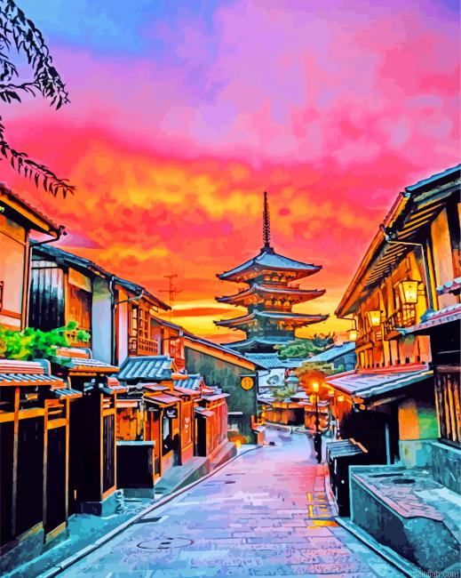 Yasaka Pagoda At Sunset Paint By Number.png