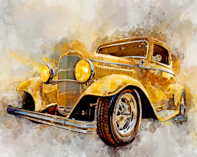 Yellow Classic Car Art Paint By Number.png