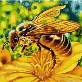 Yellow Flower With A Bee Paint By Numbers.png