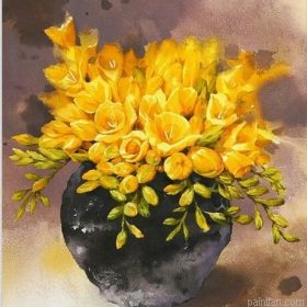 Yellow Flowers In Vase Paint By Numbers.png