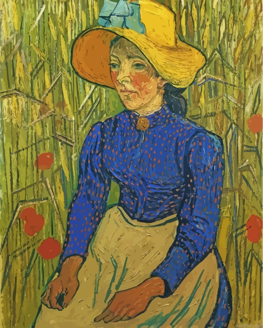 Young Peasant Woman With Straw Hat Paint By Number.png