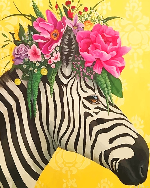 Zebra Flowers Crown New Paint By Numbers.png