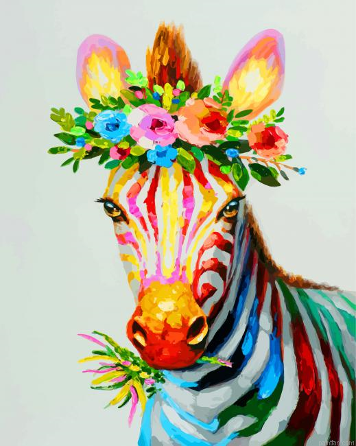 Zebra With Flowers Paint By Number.png